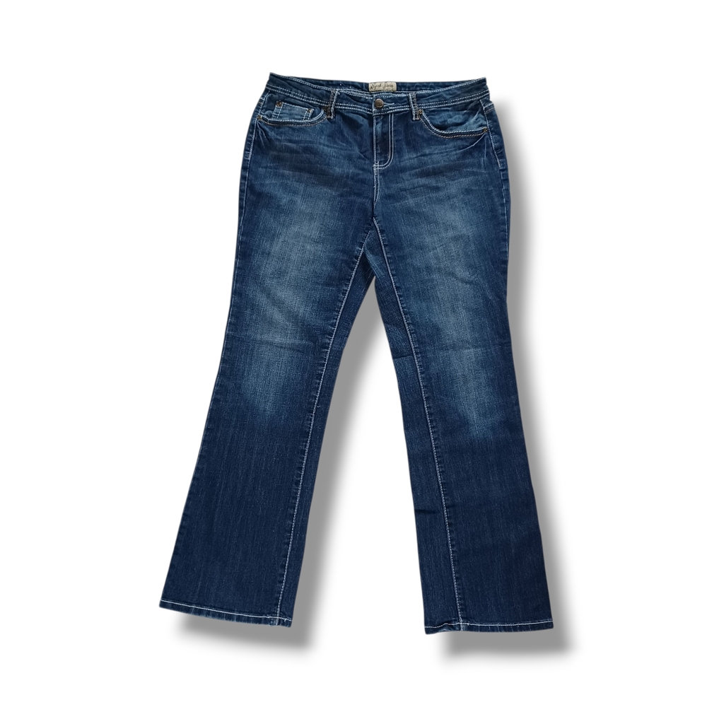 Earl Jeans Womens Bootcut Midrise Dark Wash Stretch Size 10 34x30 Thick Stitch